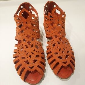 Dior Orange Laser-Cut Suede Sandals